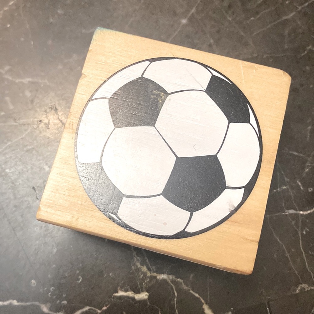 Soccer ball rubber block stamp